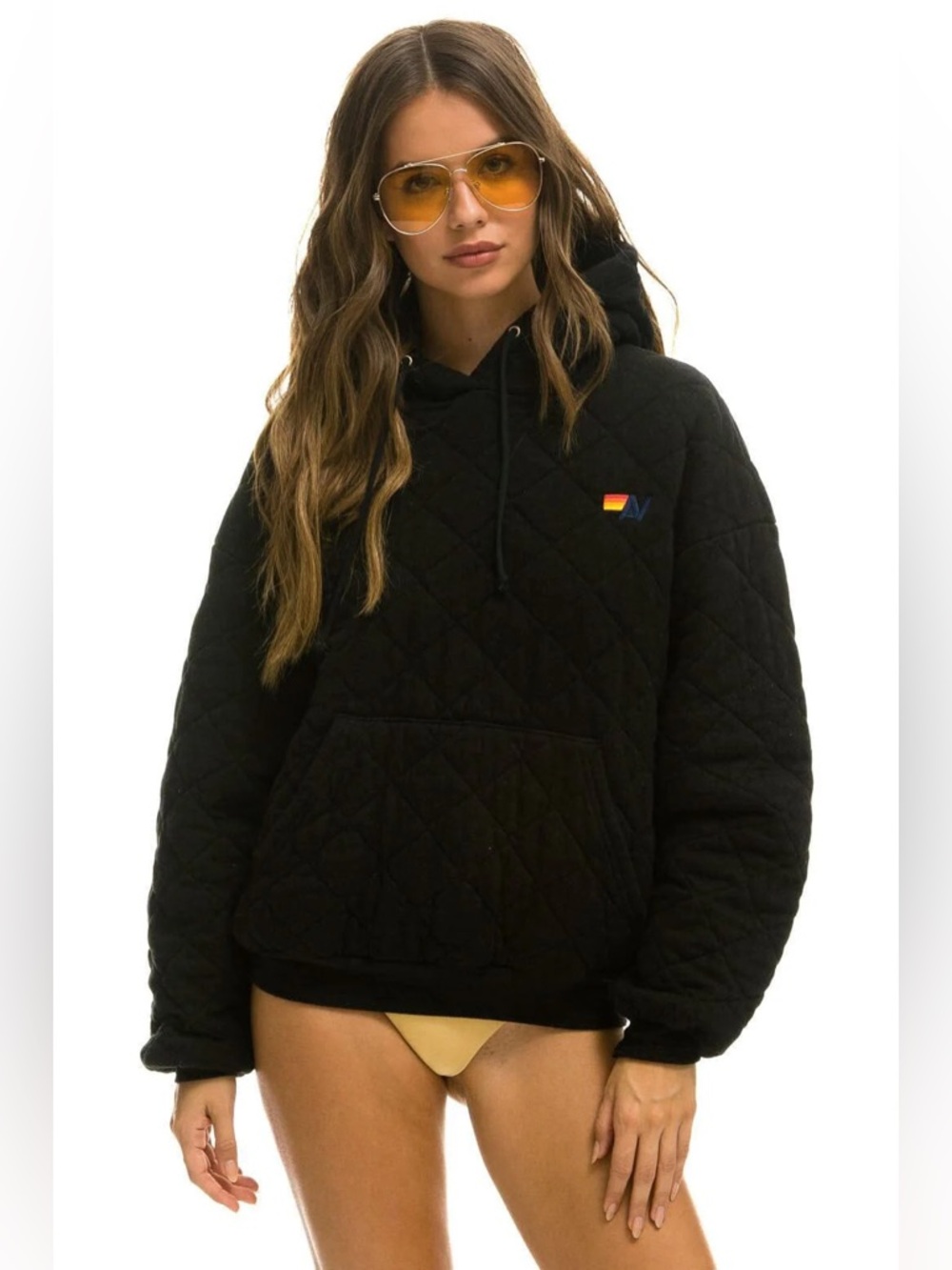 Aviator Nation Quilted Relaxed Pullover Hoodie